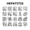 Hepatitis Liver Health Problem Icons Set Vector