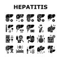 Hepatitis Liver Health Problem Icons Set Vector