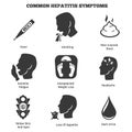 Hepatitis symptoms vector icons set