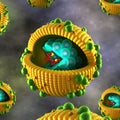 Hepatitis Virus Cell - in detailed view Royalty Free Stock Photo