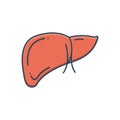 Color illustration icon for Hepatology, anthropomorphic and treatment