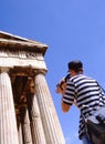 Hephaisteion in the Agora with tourist Royalty Free Stock Photo