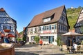 Heppenheim, Germany - Market place with beautiful old haf timbered buildings in historic city center of Heppenhei