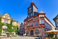 Heppenheim, Germany - Market place with haf timbered cty hall building in historic city center of Heppenheim