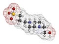 HEPPS buffering agent molecule. 3D rendering. Atoms are represented as spheres with conventional color coding: hydrogen white,.