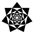 Heptagrams in heptagrams, mandala and symbol with seven-pointed stars