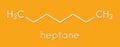 Heptane n-heptane alkane molecule. Skeletal formula. Royalty Free Stock Photo