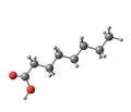 Heptanoic (enanthic) acid molecule isolated on white Royalty Free Stock Photo