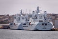 Her Majesty`s Naval Base Devonport England seen from the river Tamar Royalty Free Stock Photo