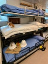 Crew dorm rooms inside Her Royal Majesty Yacht Britannia of the British monarch, Queen Elizabeth II