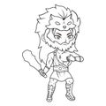 Heracles chibi mascot line art Royalty Free Stock Photo