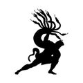 Heracles fights Hydra silhouette ancient mythology fantasy