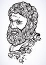 Heracles. The mythological hero of ancient Greece. Hand-drawn beautiful vector artwork isolated. Myths and legends. Tattoo art.