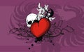 Skull Heradic eagle heart background