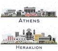 Heraklion and Athens Greece City Skyline Set