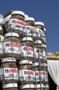 Empty cans of chocolate paste of the world famous brand