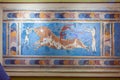 HERAKLION, GREECE - AUGUST 3, 2012: Bull leaping fresco from Knossos palace in archeological Museum Royalty Free Stock Photo