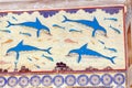 HERAKLION, GREECE - AUGUST 3, 2012: The famous fresco of Dolphin Royalty Free Stock Photo