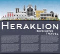 Heraklion Greece Crete City Skyline with Color Buildings, Blue Sky and Copy Space