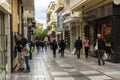 HERAKLION, GREECE - November, 2017: central pedestrian street Dedalu of Heraclion, Crete Royalty Free Stock Photo