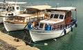 HERAKLION, GREECE - November, 2017: colorful fishing boats in old Venetian fortress, Heraklion port, Crete Royalty Free Stock Photo