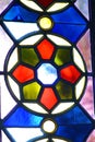 Heraklion, Greece, 25 September 2018, Beautiful detail of a stained glass window in the cathedral of Agios Minas Saint Minas Royalty Free Stock Photo