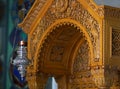 Heraklion, Greece, 25 September 2018, Beautiful detail of wood worked in the cathedral of Agios Minas & x28;Saint Minas Royalty Free Stock Photo