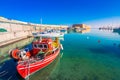 Heraklion harbour with old venetian fort Koule and shipyards.