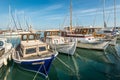 Heraklion old town port with colorful boats, at sunny day, Crete, Greece Royalty Free Stock Photo