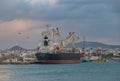 Heraklion Port Cargo Ship at Sunset