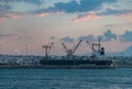 Heraklion Port Cargo Ship at Sunset Royalty Free Stock Photo