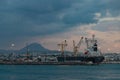 Heraklion Port Cargo Ship at Sunset Royalty Free Stock Photo
