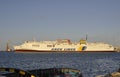 Heraklion, september 5th: Ferryboat docking in the Harbor of Heraklion in Crete island of Greece