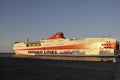 Heraklion, september 5th: Highspeed Ferryboat docking in the Harbor of Heraklion in Crete island of Greece