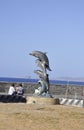 Heraklion, september 5th: Statue of Dolphins in the Port from Heraklion the Capital of Crete island in Greece