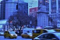 Herald Square NYC Streets Traffic Yellow Taxi Cab and Cars Royalty Free Stock Photo