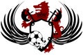 Winged Heraldic black Wolf tattoo soccer futbol crest