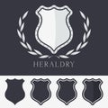 Heraldic Blank Shield with Wreath Sign Vector Illustration. Symbol and Emblem of Security and Protect. Design Elements