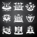 Heraldic chalkboard emblems