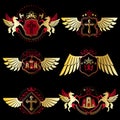 Heraldic Coat of Arms created with vintage vector elements, bird Royalty Free Stock Photo