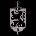 Heraldic coat of arms. Heraldic lion silhouette, heraldic shield with a lion and sword