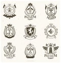Heraldic Coat of Arms, vintage vector emblems. Classy high quality symbolic illustrations collection.