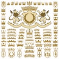 Heraldic crests and crowns collection Royalty Free Stock Photo