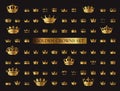 HERALDIC CROWN COLLECTION. Big set of golden icons. Vector graphic Royalty Free Stock Photo
