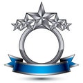 Heraldic 3d glossy blue and gray icon - can be used in web and g