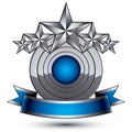 Heraldic 3d glossy blue and gray icon