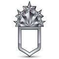 Heraldic 3d glossy icon for use in web and graphic design, pentagonal silver stars, clear EPS 8 vector. Classic luxury badge. Royalty Free Stock Photo