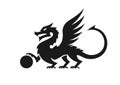 Heraldic Dragon with ball Silhouette