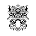 Heraldic dragon head Tattoos black and white emblem made of ink stains