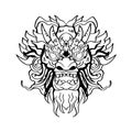 Heraldic dragon head Tattoos black and white emblem made of ink stains